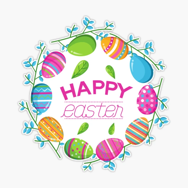 happy easter with eggs