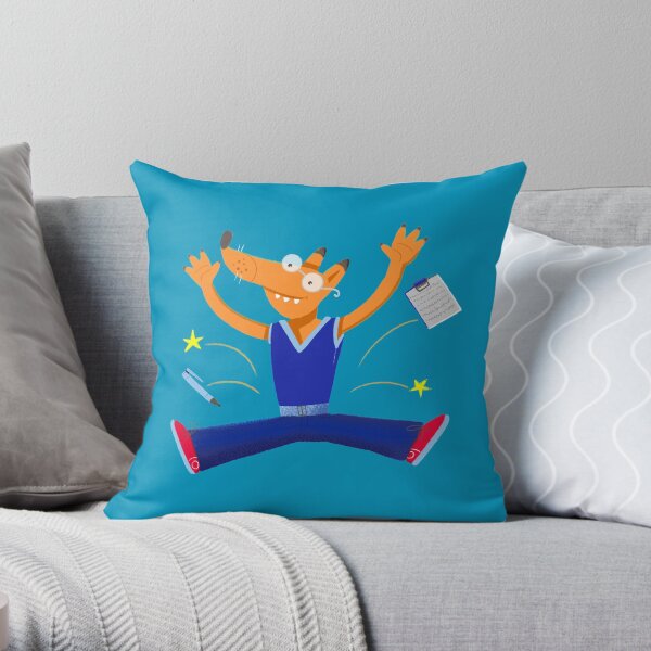 Celebration graduation fox jumping for joy Throw Pillow