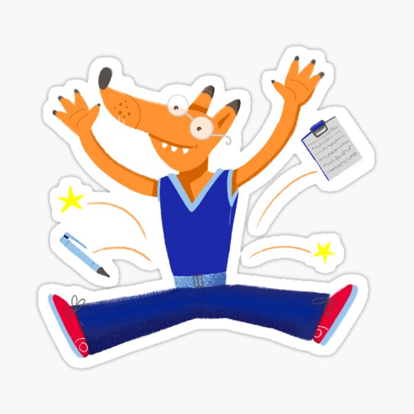 Celebration graduation fox jumping for joy Sticker