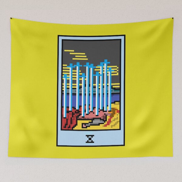 Item preview, Wait, is this pixel art tarot? Yellow - Minor Arcana 'Ten of Swords' (Design for T-shirt, stickers and other accessories) designed and sold by Pixel Waite.