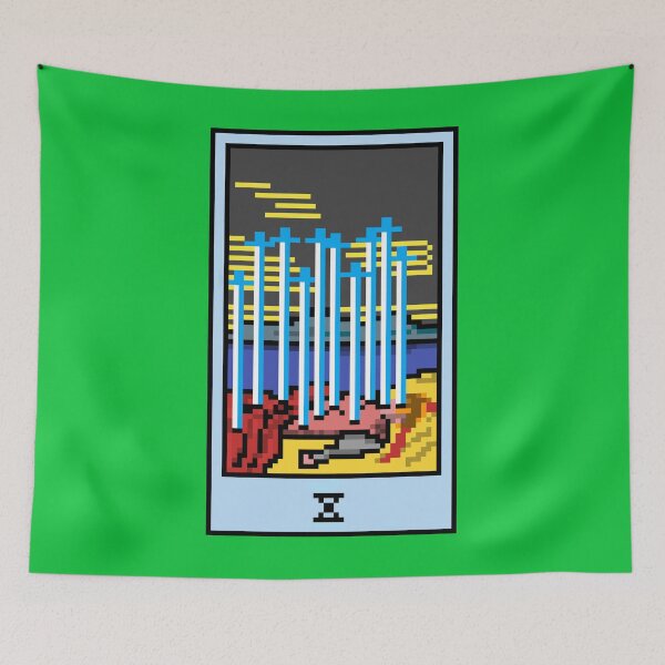 Item preview, Wait, is this pixel art tarot? Green - Minor Arcana 'Ten of Swords' (Design for T-shirt, stickers and other accessories) designed and sold by Pixel Waite.