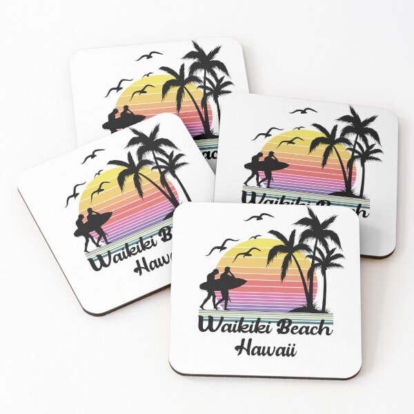Artikelvorschau, Waikiki Hawaii Küste Retro-Sonnenuntergang entworfen und verkauft von mountainadora.