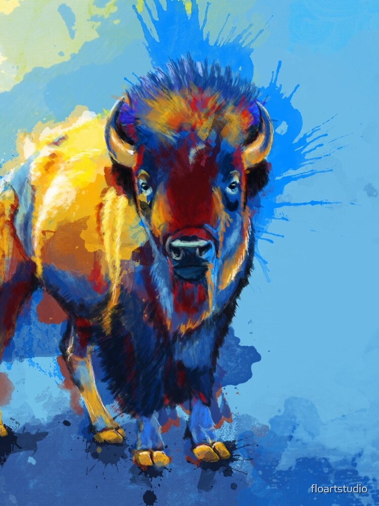 On the Plain - Bison painting by floartstudio