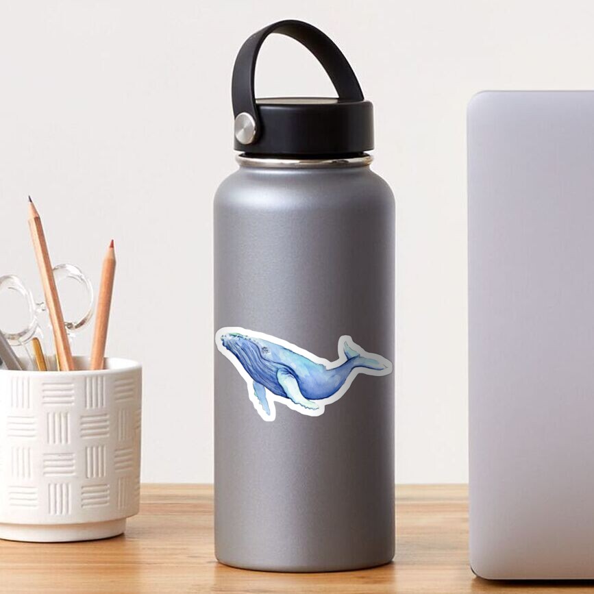 Blue Watercolor Humpback Whale Sticker