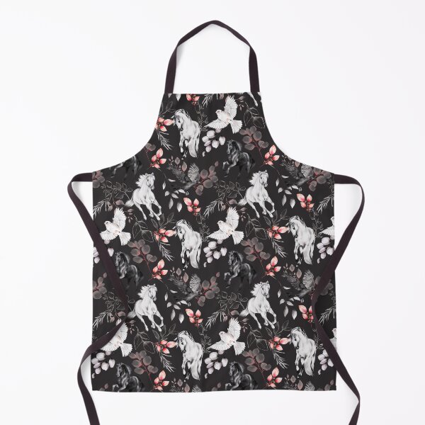 Artikelvorschau, Schöne und elegante handgemalte Aquarellbilder mit Pferden, Vögeln und Blumen. Schwarzer Hengst, weißes Pferd, rosa, schwarz-weiße Schönheit. entworfen und verkauft von Orianah.