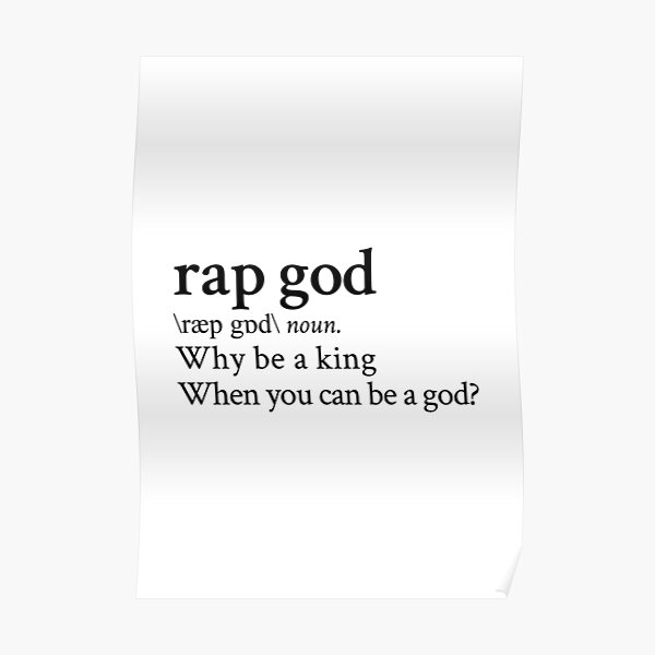 "Rap God by Eminem" Poster by StickTheSong Redbubble