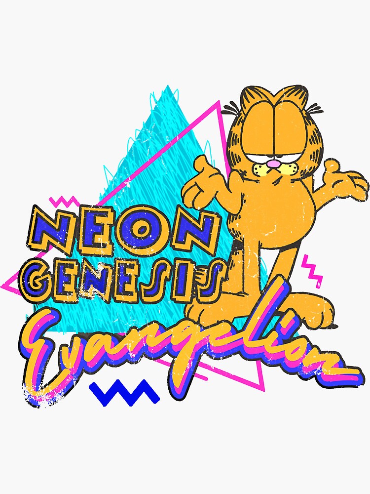 "Garfield-Neon Genesis Evangelion Vintage " Sticker by tiltonkdamentao