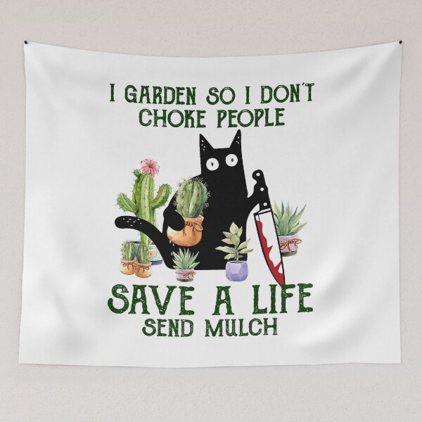 Item preview, Black Cat Murder I Garden So I Don't Choke People Save A Life Send Mulch designed and sold by shlebah.
