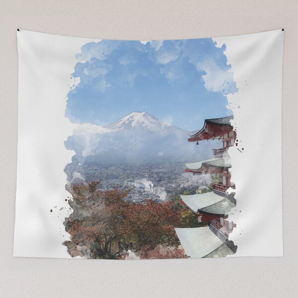 Item preview, Mount Fuji Japan Watercolor Art designed and sold by Blok45.