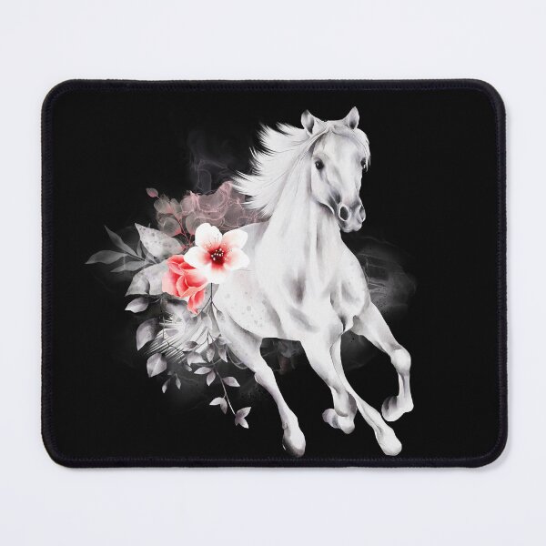 Item preview, A magical watercolor painting of a majestic horse, hand painted watercolor composition with pink and red vintage roses designed and sold by Orianah.