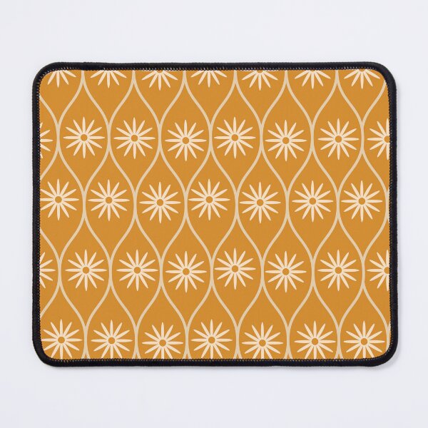 Item preview, Retro Daisy  pattern on  oval ogee shapes on orange background  designed and sold by Yasminepatterns .