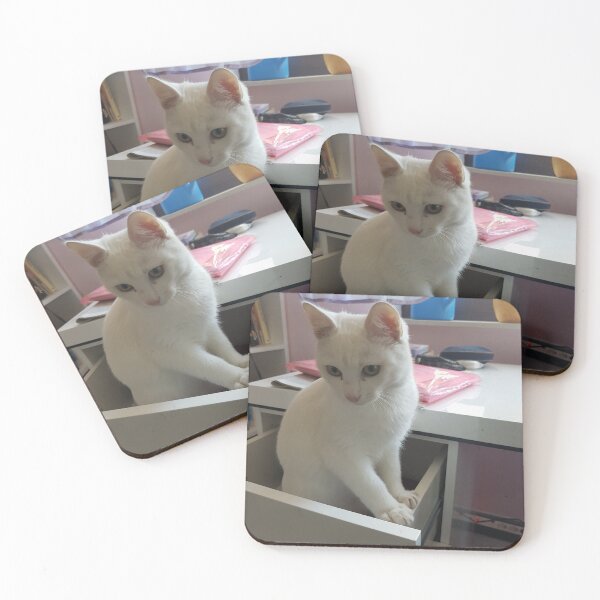 Item preview, white cat is hiding designed and sold by barbich.