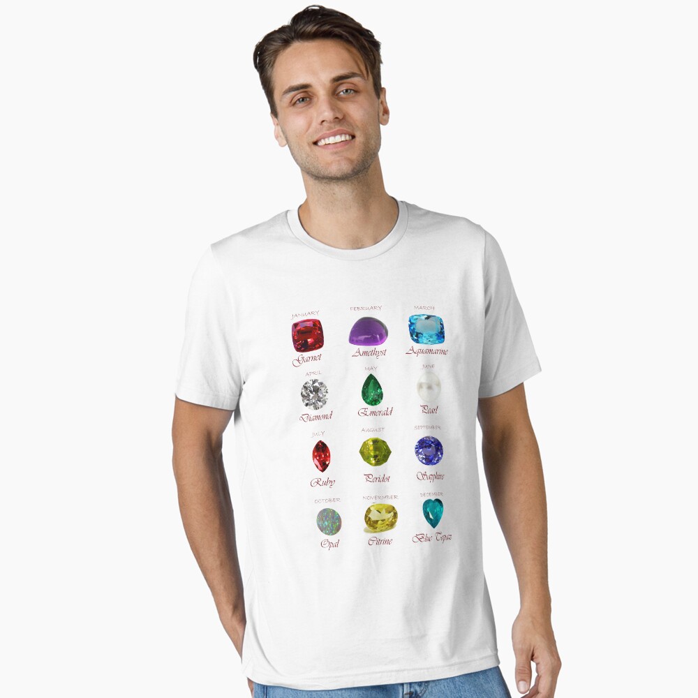 Birthstone chart with 12 Gemstones and 12 Months Greeting Card