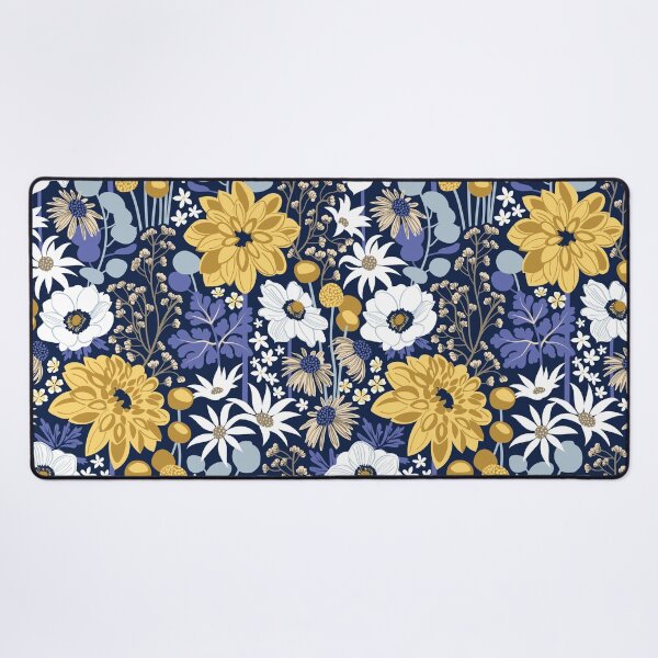 Item preview, Boho garden // oxford navy blue background background very peri pastel blue yellow ivory and white flowers  designed and sold by SelmaCardoso.
