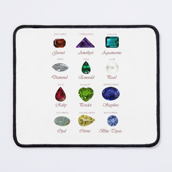 Item preview, Birthstone chart with 12 Gemstones and 12 Months designed and sold by DigitalGemArt.