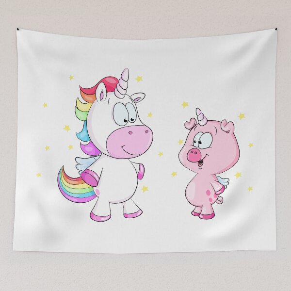 Item preview, Cute unicorn with pig friend designed and sold by Christine Wulf.