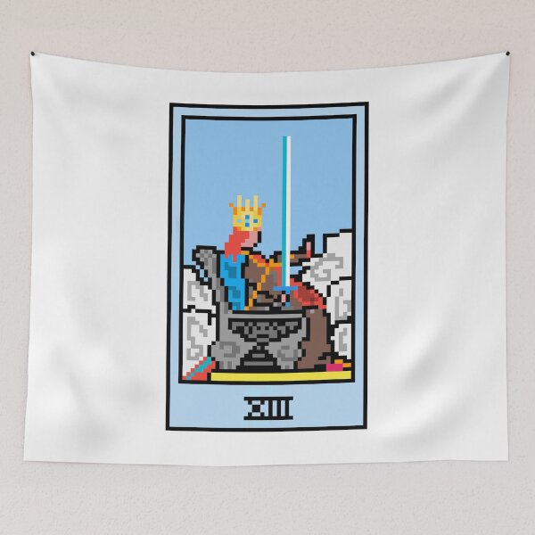 Item preview, Wait, is this pixel art tarot? White - Minor Arcana 'Queen of Swords' (Design for T-shirt, stickers and other accessories) designed and sold by Pixel Waite.