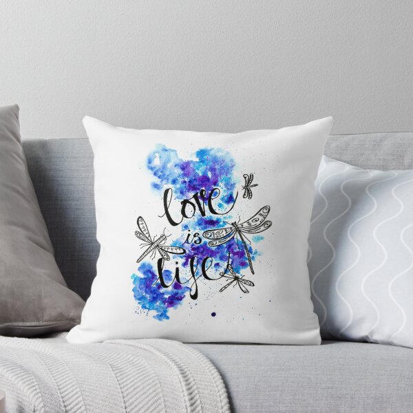 Item preview, Love is life, blus damsel flies - watercolour and ink  designed and sold by Katharine Harper.
