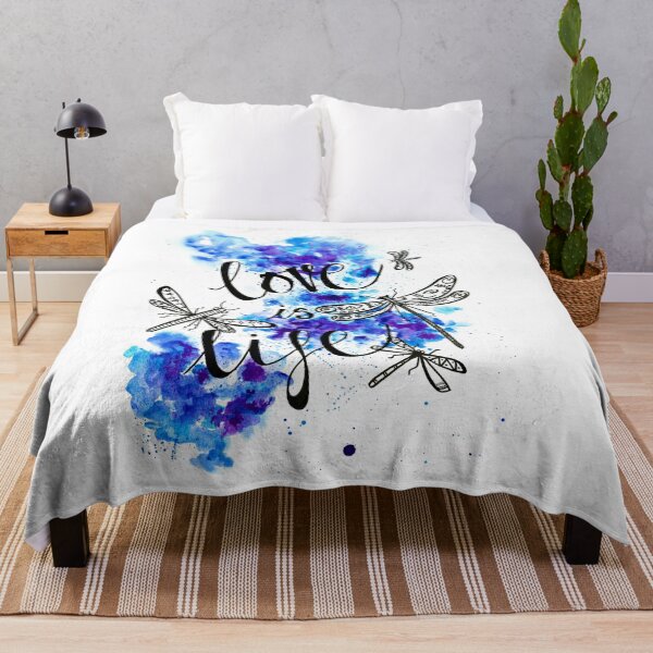 Item preview, Love is life, blus damsel flies - watercolour and ink designed and sold by Katharine Harper.
