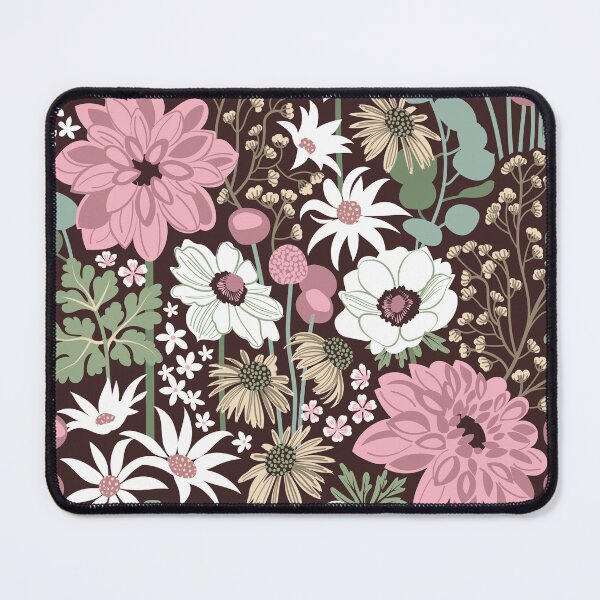 Item preview, Boho garden // expresso brown background sage green cotton candy pink dry rose ivory and white flowers  designed and sold by SelmaCardoso.