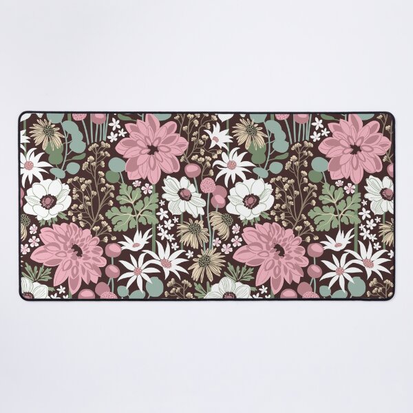 Item preview, Boho garden // expresso brown background sage green cotton candy pink dry rose ivory and white flowers  designed and sold by SelmaCardoso.
