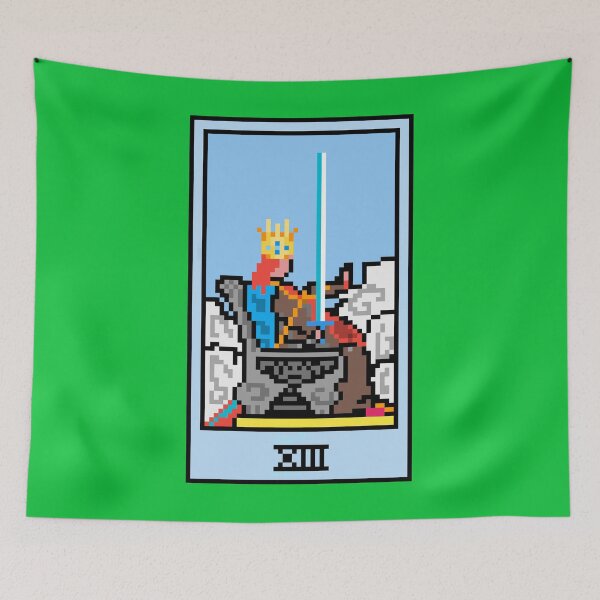 Item preview, Wait, is this pixel art tarot? Green - Minor Arcana 'Queen of Swords' (Design for T-shirt, stickers and other accessories) designed and sold by Pixel Waite.