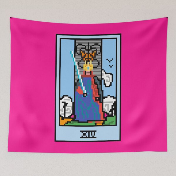 Item preview, Wait, is this pixel art tarot? Pink - Minor Arcana 'King of Swords' (Design for T-shirt, stickers and other accessories) designed and sold by Pixel Waite.