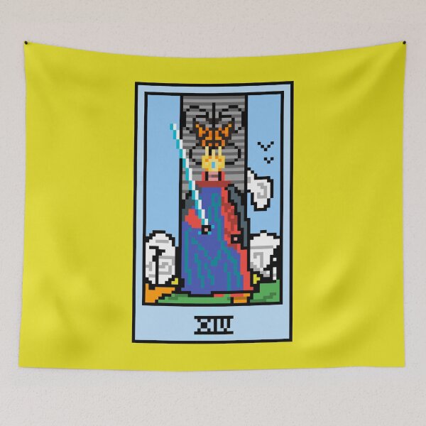 Item preview, Wait, is this pixel art tarot? Yellow - Minor Arcana 'King of Swords' (Design for T-shirt, stickers and other accessories) designed and sold by Pixel Waite.