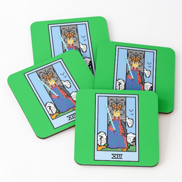 Item preview, Wait, is this pixel art tarot? Green - Minor Arcana 'King of Swords' (Design for T-shirt, stickers and other accessories) designed and sold by Pixel Waite.