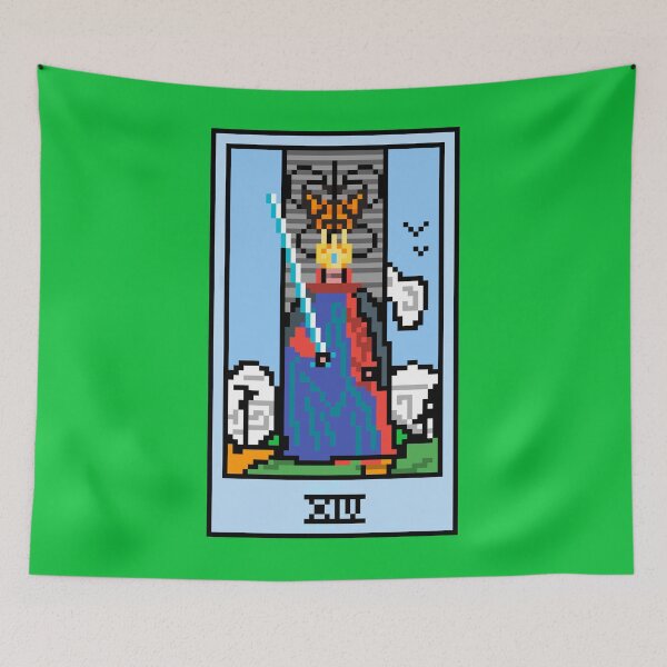 Item preview, Wait, is this pixel art tarot? Green - Minor Arcana 'King of Swords' (Design for T-shirt, stickers and other accessories) designed and sold by Pixel Waite.