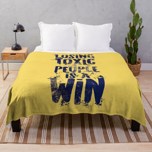 Item preview, Inspirational Winning Style Statement Wisdom Quote LOSING TOXIC PEOPLE IS A WIN Blue Gold Watercolor Ink-drops Modern Textured Typographic design designed and sold by zenturtlemerch.