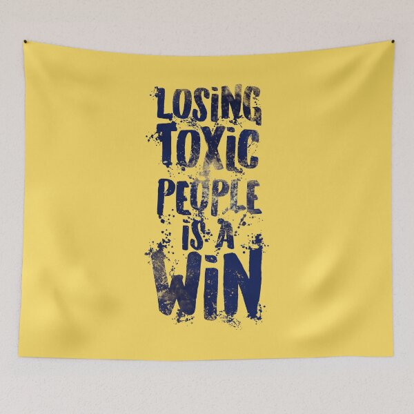 Item preview, Inspirational Winning Style Statement Wisdom Quote LOSING TOXIC PEOPLE IS A WIN Blue Gold Watercolor Ink-drops Modern Textured Typographic design designed and sold by zenturtlemerch.