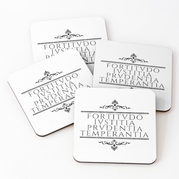 Item preview, Four Cardinal Virtues -  Fortitude, Justice, Prudence, Temperance - Stoicism - Stacked Black designed and sold by ElementJourney.