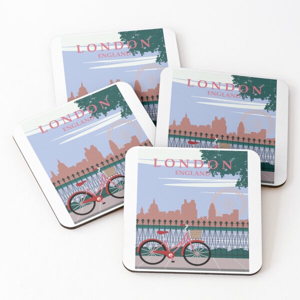 Item preview, Afiche de estilo vintage London Red Bicycle London Eye Thames designed and sold by LouisMarshall01.