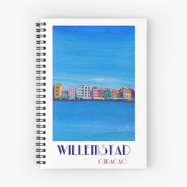Item preview, Willemstad Curacao Caribbean Antilles Harbor Promenade in Blue - Retro Poster designed and sold by artshop77.