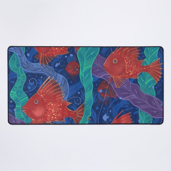 Item preview, Red Fish Seaweed Underwater Art Sea Ocean Animals designed and sold by Julia Khoroshikh.