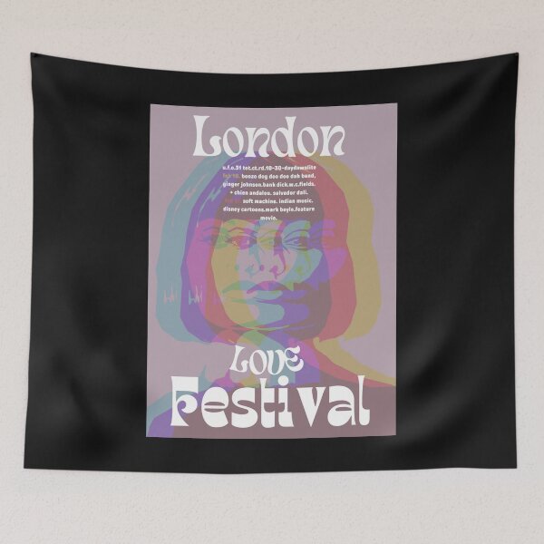Item preview, Affiche du London Love Festival des années 1960 MUSIQUE rétro psychédélique Impression rigide designed and sold by LouisMarshall01.