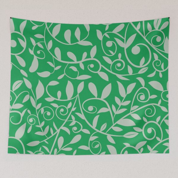 Item preview,  Swirly leaves in white on green background  designed and sold by Yasminepatterns .