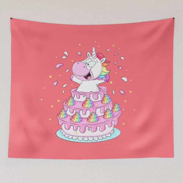 Item preview, Cute unicorn jumping out of cake designed and sold by Christine Wulf.