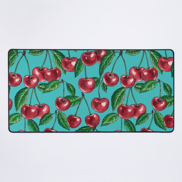 Item preview, Red cherries on turquoise designed and sold by Katerina Mitkova Kirilova.