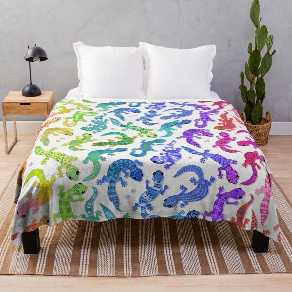 Item preview, Bright rainbow geckos on white designed and sold by adenaJ.