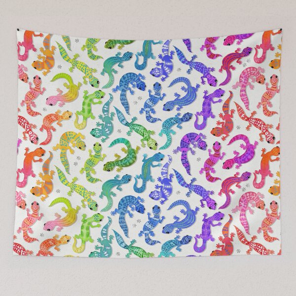 Item preview, Bright rainbow geckos on white designed and sold by adenaJ.