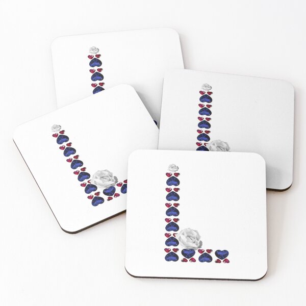 Item preview, Sapphire Ruby Hearts Floral Initial Letter L  designed and sold by DigitalGemArt.