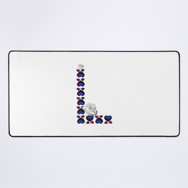 Item preview, Sapphire Ruby Hearts Floral Initial Letter L  designed and sold by DigitalGemArt.