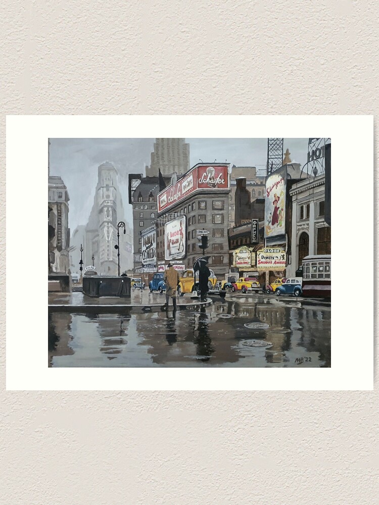 A rainy day in Times Square, New York City, 1943 Wall Art, Canvas Prints,  Framed Prints, Wall Peels