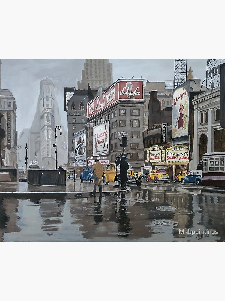 A rainy day in Times Square, New York City, 1943 Wall Art, Canvas Prints,  Framed Prints, Wall Peels