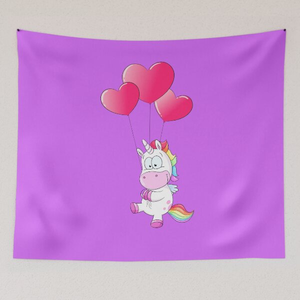 Item preview, Cute unicorn floats on heart balloons designed and sold by Christine Wulf.