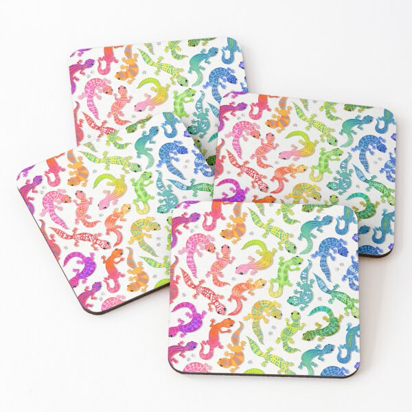 Item preview, Bright rainbow geckos on white designed and sold by adenaJ.