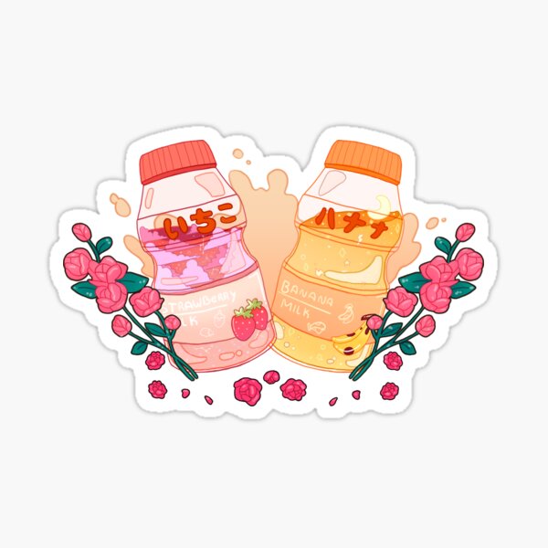 Strawberry milk and Banana milk Sticker for Sale by TheBlackCatt