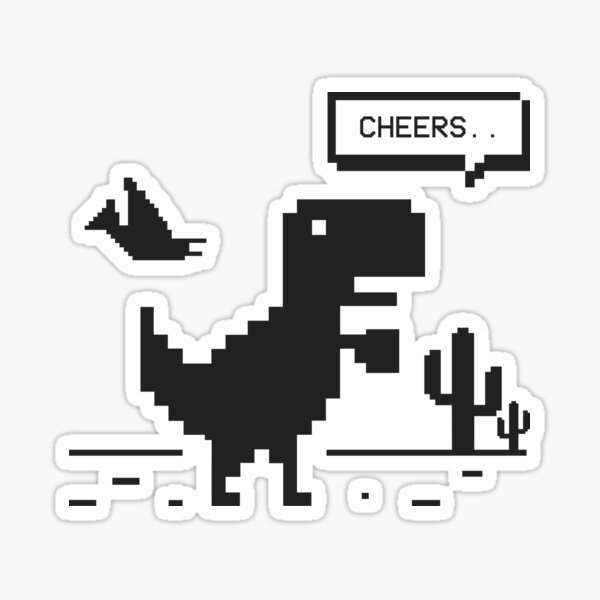 Offline - Unable to connect to the internet - Dino Game Sticker Sticker  for Sale by FoxBrother